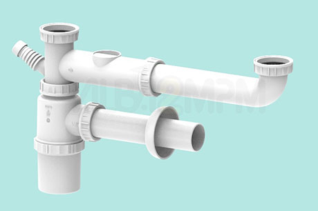 Sifone a bottiglia ridotto per lavelli a 2 vasche