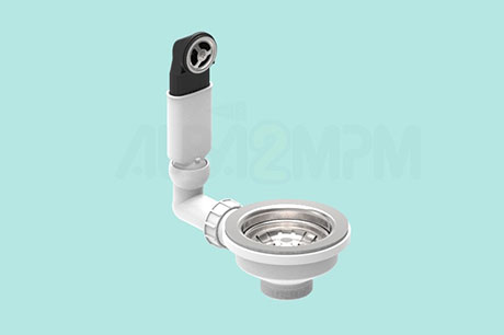 3-1/2” waste bowl with round overflow oval section with articulated joint