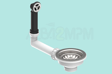 3-1/2” waste bowl with round overflow circular section with articulated joint