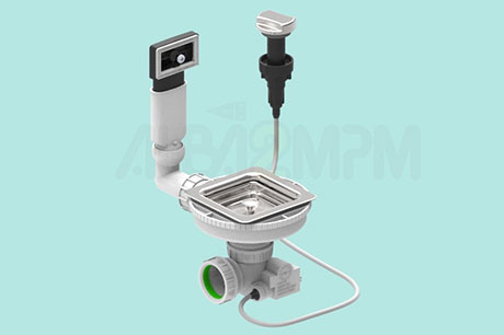Automatic square waste bowl with rectangular overflow oval section with articulated joint 