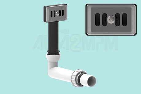 Rectangular overflow circular section with articulated joint and grille