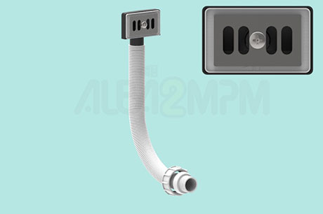 Rectangular overflow circular section for corrugated flexible tubing and grille 