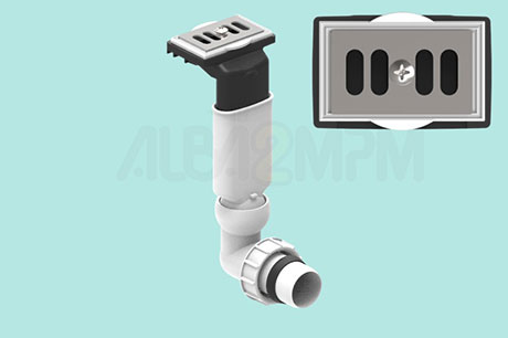 Horizontal rectangular overflow oval section with articulated joint and grille