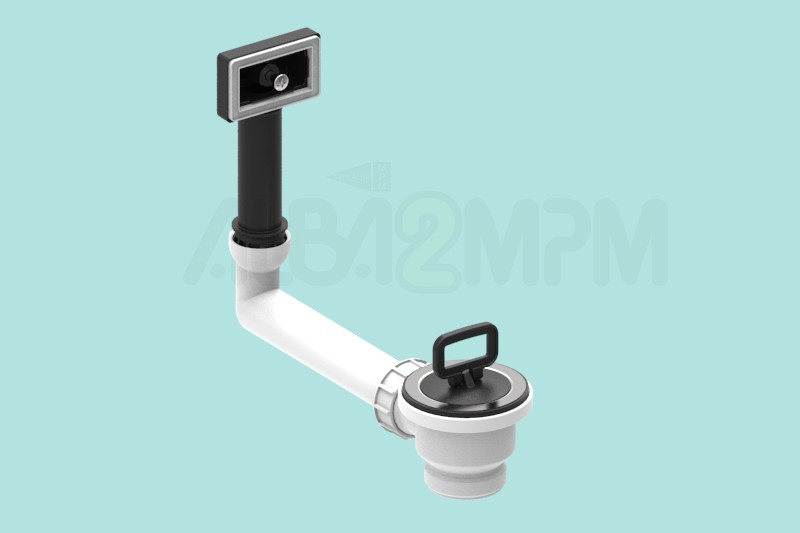 1-1/2” waste bowl with rectangular overflow circular section with articulated joint