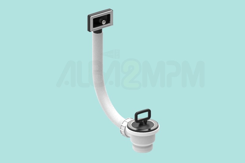 1-1/2” waste bowl with rectangular overflow circular section for corrugated flexible tubing