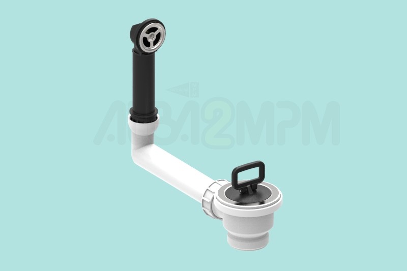 1-1/2” waste bowl with round overflow circular section with articulated joint