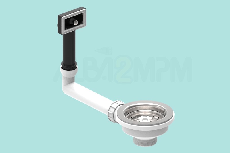 3-1/2” waste bowl with rectangular overflow circular section with articulated joint