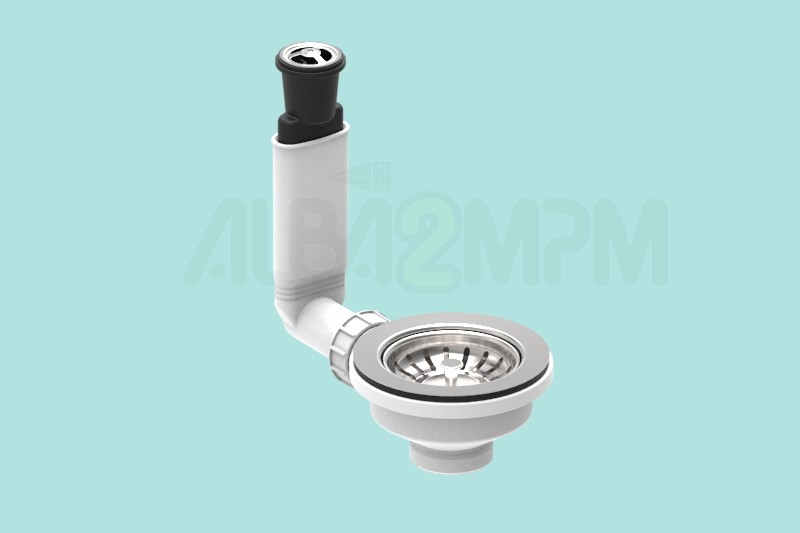 3-1/2” waste bowl with rigid horizontal round overflow oval section