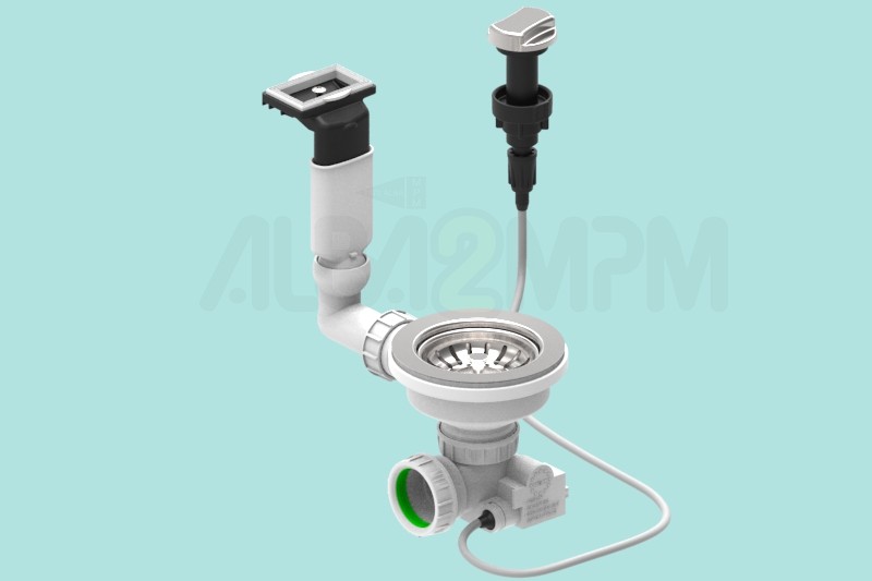 3-1/2” automatic waste bowl with horizontal rectangular overflow oval section with articulated joint 