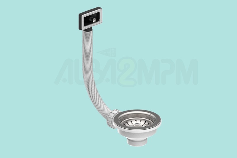 3-1/2” waste bowl with rectangular overflow circular section for corrugated flexible tubing