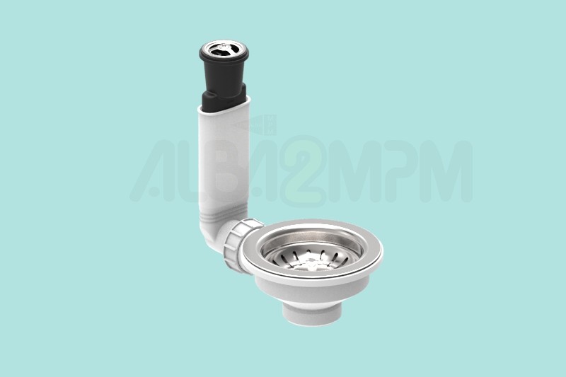 3-1/2” waste bowl with rigid horizontal round overflow oval section