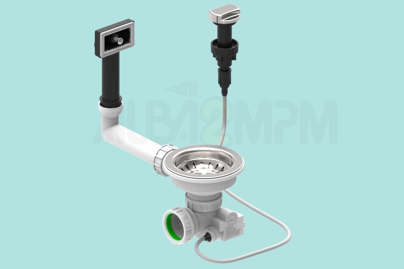 3-1/2” automatic waste bowl with rectangular overflow circular section with articulated joint 