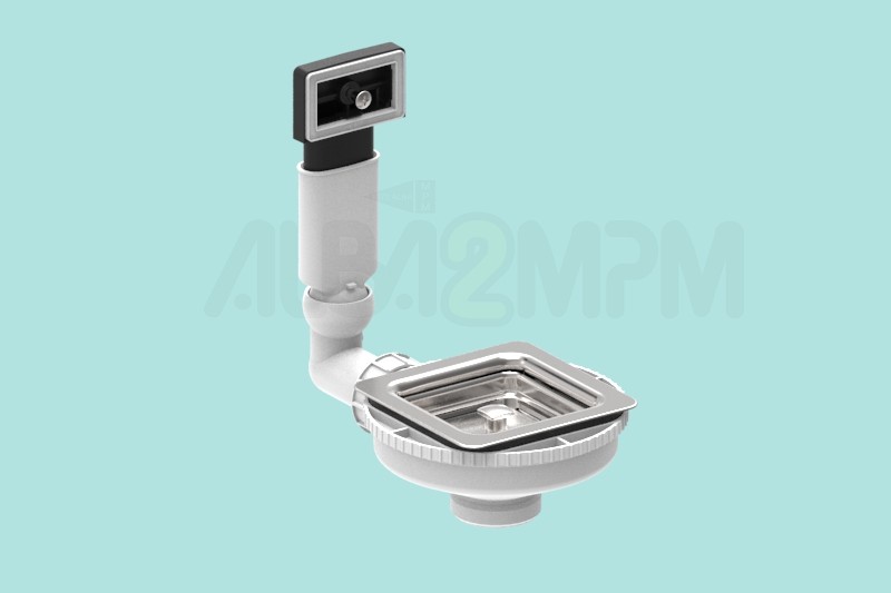 Square waste bowl with rectangular overflow oval section with articulated joint