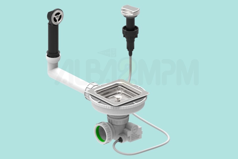 Automatic square waste bowl with round overflow circular section with articulated joint